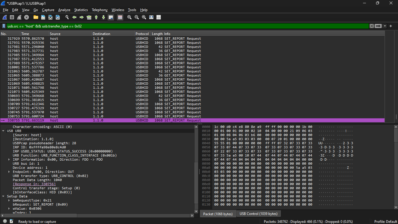 wireshark usb capture